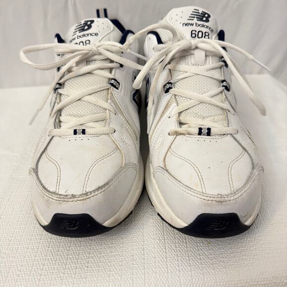 New Balance 608v5 Mens Shoes Size 12D White Navy Leather - Picture 2 of 9